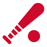 Red baseball bat and ball icon