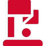 Stylized red design with geometric shapes