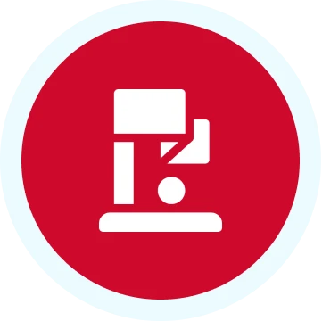 Minimalist icon in red and white